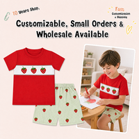 Puresun Livraison Rapide Certifié CPC CPSIA Ensembles de Vêtements pour Garçons en Coton 100% Personnalisés avec Broderie de Fraise Plissée 1-8 Ans Enfants