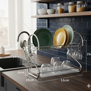 Escurridor de Platos Jinsheng 53x39x16.4cm con Bandeja de Secado Rápido, Diseño Moderno, Estante de Almacenamiento para Encimera de Cocina - Product Image 4