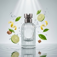Flacon de parfum en verre transparent de luxe, nouveau design, 100 ml, avec vaporisateur anti-fuite et boîte d'emballage personnalisée