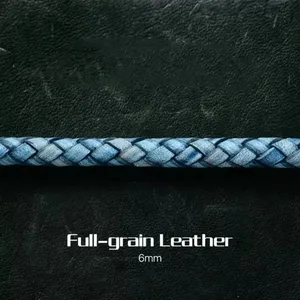 Vintage Blue Genuine Leather Braided Bracelets Men Women 316l Stainless Steel Magnet Buckle Charm Cuff Bangle Wristband