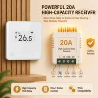 Termostato Inalámbrico Digital WiFi HY213RF con Control Tuya, Sistema de Calefacción Central con Ahorro de Energía, para Suelo Radiante, con Receptor, Compatible con Smart Life