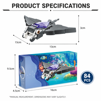Set de Bloques de Construcción de Manta Ray, 84 Piezas, Modelo 3D DIY, Juguete de Construcción, Ladrillos de Animales Marinos con Carcasa Translúcida, Marca Privada