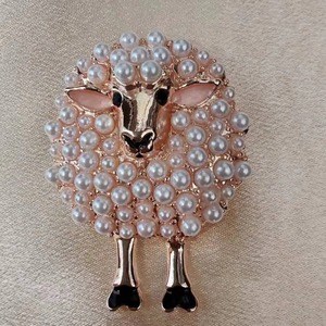 Broche Épinglette Mouton Doré en Métal Coloré avec Perles et Émail, Motif Animal Mignon, Style Kawaii Unisexe pour Vêtements - Product Image 6