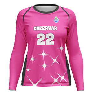 モイスチャーウィッキング女子バレーボール着用長袖バレーボールトップクルーネックデザイン - Product Image 5