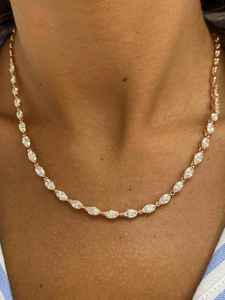 Collar de tenis de plata de ley 925 con moissanita de corte marquesa, chapado en oro rosa, delicado, regalo de aniversario para mujer - Product Image 2