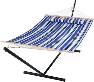 Danlong Venta caliente hamaca doble portátil con soporte de acero al aire libre interior Camping hamaca acolchada con almohada - Product Image 2