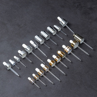 En stock : Pipette compte-gouttes en verre lisse doré et argenté brillant avec bouchon à vis 18/410 en plastique