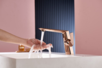 Robinet de lavabo carré en laiton massif PVD Or Rose, monocommande, pour salle de bain, hôtel, villa, projet OEM ODM LOGO