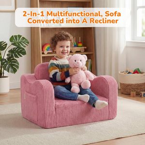 Canapé multifonctionnel 2-en-1 en velours côtelé pour enfants, chaise pour tout-petits, canapé de jeu avec housse amovible – Vente en gros directe usine OEM - Product Image 3