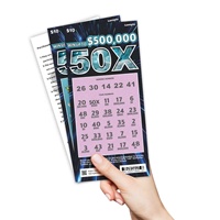 Billets de loterie personnalisés de 500 000 $ Cartes à gratter professionnelles Cartes en carton Papier offset Sérigraphie de sécurité