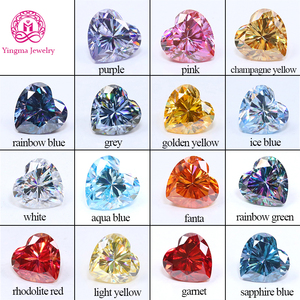 Pietre di Moissanite all'Ingrosso, Taglio a <span class=keywords><strong>Cuore</strong></span>, Colori Rosso, Giallo, Bianco, Blu, Pietre Sciolte di Moissanite - Product Image 1