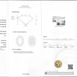 Diamante CVD Suelto de Color Amarillo Intenso de 3.62ct VS1, Corte Ovalado, Certificado IGI, Diamante Cultivado en Laboratorio de Color Fantasía - Product Image 5