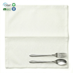 Heavy Duty Washable White 18x18 Inch Dinner Napkins Polyester Cotton Blend Waterproof Eco-Friendly for Fine <b>Dining</b> Restaurant - Product Image 1