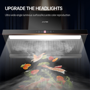 קולט אדים אירופאי סִגְנוֹן צמוד קיר למטבח, מארז נירוסטה, 21m/min פליטת אוויר, עיצוב בצורת T, אוטומטי - Product Image 4