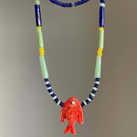 Collar con Colgante de la Serie Océano de Verano, Collar de Moda Único con Pez de Vidrio Esmaltado de Colores