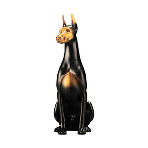 Figurine Doberman Pinscher en Cuivre et Or, Assise, Petite Taille, Faite à la Main, Décoration Artistique pour la Maison, Ornement de Salon - Product Image 5