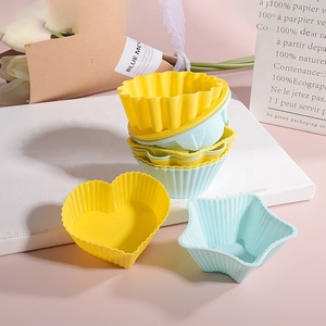 DM495 Khuôn Bánh Muffin Silicon Hình Hoa Hình Ngôi Sao Hình Trái Tim Hình Tròn Dụng Cụ Làm Bánh Để Làm Bánh Tart Trứng Bánh Pudding Bánh Ngọt - Product Image 3