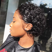 Prix de gros Perruques courtes bob péruviennes sans colle en cheveux humains, Lace Front, bon marché, fabriquées à la machine, coupe pixie bouclée pour femmes noires