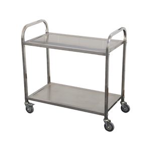 Taichang T-2 2-stöckiger Kommerzieller Edelstahl-Lieferwagen Lebensmittel-Aufbewahrungswagen mit Präsentationsregal - Product Image 2