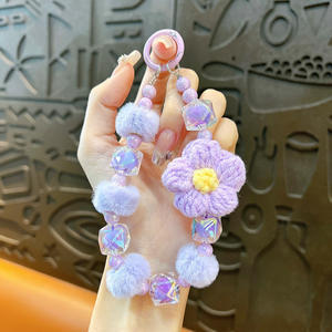 Amigurumi fait à la main Crochet fleur porte-clés femmes tricoté porte-clés mignon perlé téléphone breloques clés <span class=keywords><strong>de</strong></span> voiture sac accessoires-disponible - Product Image 5