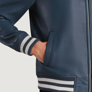 Chaqueta Varsity de Cuero para Hombre, Estilo Diseñador, con Logotipo Personalizado, Chaqueta Varsity de Cuero Genuino para Hombre - Product Image 5