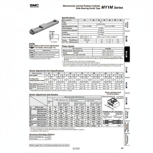 Cilindro sin vástago SMC Pneumatics, cilindros articulados mecánicamente, categoría de producto - Product Image 1
