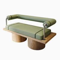 Canapé d'angle semi-circulaire moderne, mobilier commercial pour restaurant, banc rembourré en acier inoxydable et bois pour bar, hôtel, café