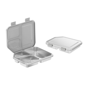 Boîte à lunch rectangulaire en acier inoxydable pour enfants, anti-fuite, facile à nettoyer et chauffable, pour l'école - Product Image 1