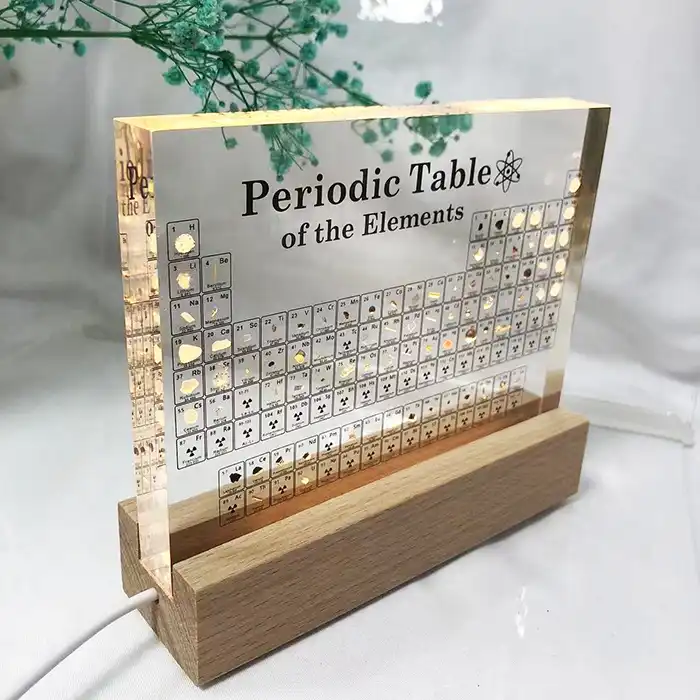acrílico tabla periódica pantalla transparente con elementos