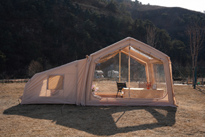 Tente de glamping familiale gonflable 2 chambres avec véranda 320x280x230cm en polycoton mélangé pour le camping en plein air - Product Image 2