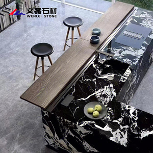 Lastra Grande in Marmo Nero Wenlei Napoleon Bvlgari Lucidata, Pietra di Lusso Ecologica per Decorazione d'Interni di Hotel e Ville - Product Image 3