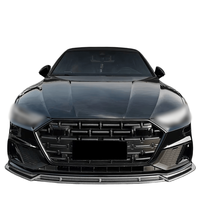 Lèvre de pare-chocs avant monobloc en ABS noir brillant et motif carbone compatible avec Audi A7 C8 S7 S Line 2019+