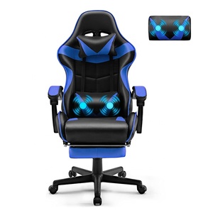 Sillín de asiento de espuma gruesa de 8 cm de cuero de Pvc <span class=keywords><strong>azul</strong></span> Ca, sillón reclinable ergonómico <span class=keywords><strong>Racer</strong></span> E-Sports, sillas de escritorio para ordenador, hace que los juegos sean cómodos - Product Image 1