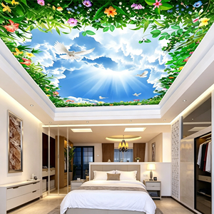 Papier peint photo 3D personnalisé, ciel bleu, nuages blancs, <span class=keywords><strong>plafond</strong></span> mural pour salon, chambre à coucher, décoration murale, <span class=keywords><strong>peinture</strong></span> murale - Product Image 3