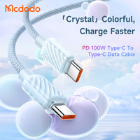 Mcdodo 367 Cable transparente colorido para portátil PD 100W E-Mark Nylon trenzado 1,2 m/2M USB C a Cable tipo C para Macbook Laptop Samsung