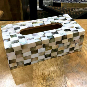 Elegante Porta Pañuelos y Caja Decorativa Hecha a Mano con Incrustaciones de Hueso Ecológicas, Decoración Elegante para el Hogar Tradebyd - Product Image 1