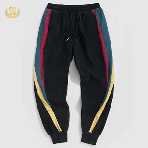 Pantaloni da jogging con coulisse in velluto a coste impiombato di colore da uomo di alta qualità all'ingrosso