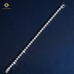 สร้อยข้อมือเทนนิสทรงหัวใจประดับเพชรโมอิสซาไนต์แบบคลาสสิก เงินแท้ S925 ประกายระยิบระยับ รูปหัวใจ ดีไซน์หรูหรา สำหรับผู้หญิง เหมาะเป็นของขวัญ - Product Image 2