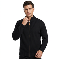 Cardigan technique haut de gamme pour homme, col roulé zippé, détails côtelés, anti-plis, veste décontractée d'hiver