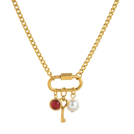 Rare DIY Design Open-ended Reversible Crystal Gemstone Charms Necklace in Stainless Steel with 18K Gold
