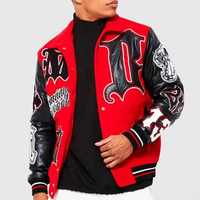 Blouson d'aviateur en cuir brodé d'appliques Hip Hop pour hommes, vêtements personnalisés des fabricants