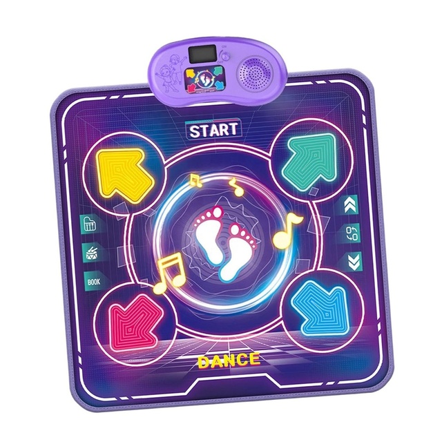 90*90cm Kids Musical Dance Mat Toy Sports Exercise Electronic Dance Pads Wireless Connection Dual Light Guidance Dance Play Mat