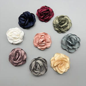 Flor de tela con borde pulido de 5 cm, rosa camelia, accesorios de ropa hechos a mano, decoración para el cabello, zapatos y bolsos - Product Image 1