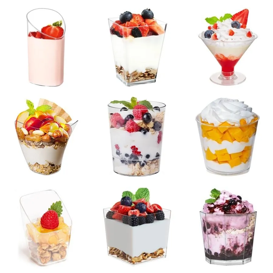 Atacado Várias Especificações Mousse Ice Cream Cup Descartável Plástico Transparente Sobremesa Copos 5.5cm