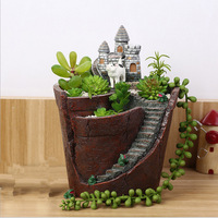 DIHAO Mini House Succulent Flower Pot Dekorasi Taman Kastil Mikro Lanskap Tanaman Bonsai DIY Ornamen Grosir Pastoral