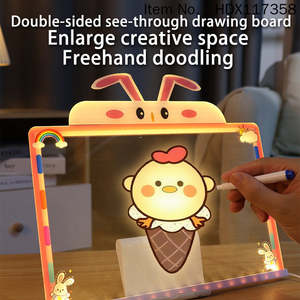 กระดานวาดเขียนไดโนเสาร์การ์ตูน HDX แบบสองด้าน เรืองแสงได้ ลบได้ ทำจากพลาสติก ABS พร้อมปากกา - ของเล่นเขียนแบบ DIY สำหรับเด็ก - Product Image 4