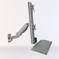 Support d'écran en alliage d'aluminium robuste Meisonic T8-GA02KB-SPA avec ressort à gaz et inclinaison à 90 degrés pour usage industriel