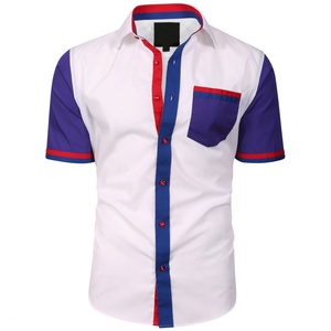 เสื้อเชิ้ตแขนสั้นคอปกตัดสีสำหรับผู้ชาย - Product Image 1