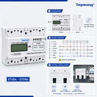 Tepsung ETU04 Meter Energi Tiga Fasa DIN Rail 3x230/400V 100A Kelas 1.0 kWh Layar LED Industri Tahan Air Akurasi Tinggi