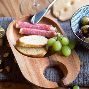 Piatto <span class=keywords><strong>in</strong></span> <span class=keywords><strong>legno</strong></span> di Acacia solido eco-friendly bistecca bicchiere di vino porta frutta per la festa 10pc MOQ - Product Image 3